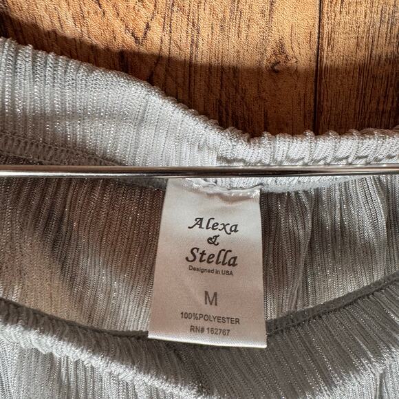 Alexa‎ & Stella Silver Metallic Ribbed Lounge Pants - Size M - Picture 2 of 3
